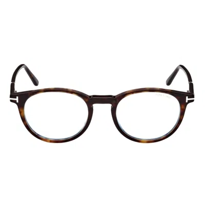 Tom Ford Ft 5823-h-b 052 50mm Unisex Round Eyeglasses 50mm In Brown