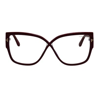 Tom Ford Ft 5828-b 066 60mm Mens Irregular Eyeglasses 60mm In Red