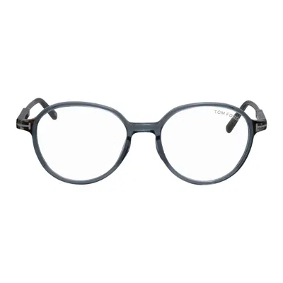Tom Ford Ft 5910-b 084 52mm Womens Round Eyeglasses 52mm In Blue