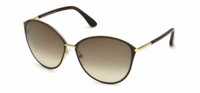 Pre-owned Tom Ford Ft0320 Penelope 28f Shiny Rose Gold Sunglasses In Brown