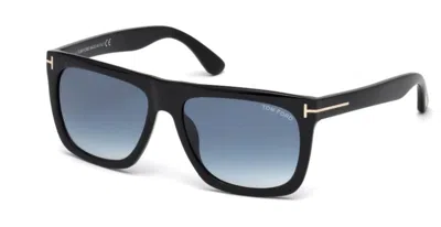 Pre-owned Tom Ford Ft0513 Morgan 01w Shiny Black/blue Gradient Square Unisex Sunglasses