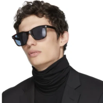 Pre-owned Tom Ford Ft0595-52d-55 Black Blue Sunglasses In Gray