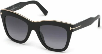Pre-owned Tom Ford Ft 0685 Julie 01c Shiny Black Sunglasses In Smoke Silver Gradient Flash