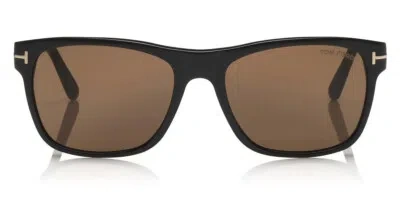 Pre-owned Tom Ford Ft0698 Giulio Sunglasses Shiny Black Brown Brown 59 100% Authentic