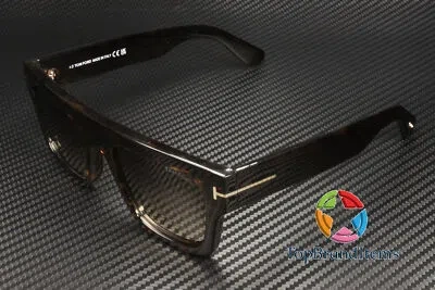 Pre-owned Tom Ford Ft0711 52f Fausto Geometric Dk Havana Grad Brown 53 Mm Men's Sunglasses