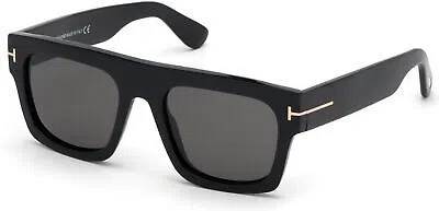 Pre-owned Tom Ford Ft0711 Shiny Black Shiny Black 01a Sunglasses In Gray