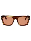 Tom Ford 53mm Fausto Polarized Square Sunglasses In Orange Havana
