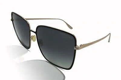 Pre-owned Tom Ford Ft0739 Heather Women's Sunglasses 01d Shiny Black/smoke Polarised In Gray