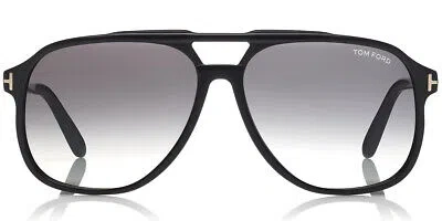 Pre-owned Tom Ford Ft0753 Raoul Sunglasses Men Shiny Black Square 62mm 100% Authentic In Gray