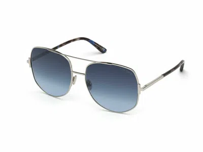 Pre-owned Tom Ford Ft0783 16w Sunglasses Shiny Palladium/ Gradient Blue Authentic