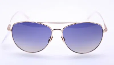 Pre-owned Tom Ford Ft0784 28w Milla Gold/gradient Blue Titanium Polarized Sunglasses (68)