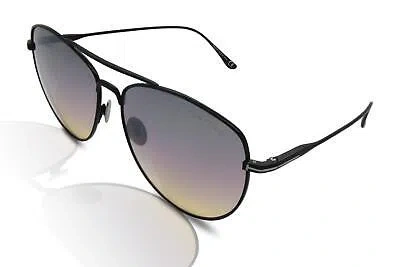 Pre-owned Tom Ford Ft0784 Milla Women's Sunglasses 01c Shiny Black Titanium/smoke Gradient In Gray