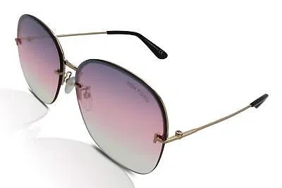 Pre-owned Tom Ford Ft0794-h Lilliana Women's Sunglasses 28z Shiny Gold/pink-gold