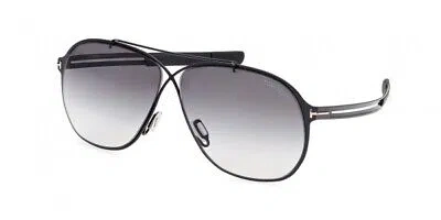 Pre-owned Tom Ford Ft0829-01b-61 Shiny Black Sunglasses In Gray