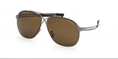 Pre-owned Tom Ford Ft0829-12j-61 Shiny Dark Ruthenium Sunglasses