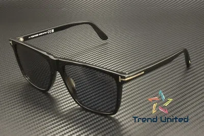 Pre-owned Tom Ford Ft0832 01d Fletcher Acetate Shiny Black Polarized 57mm Men's Sunglasses In Gray