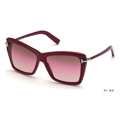 Pre-owned Tom Ford Ft0849-69f-64 Shiny Bordeaux Sunglasses In Gradient Brown