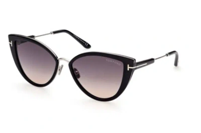 Pre-owned Tom Ford Ft0868 Anjelica-02 01b Black Palladium/sand Gray Gradient Sunglasses In Sand/gray