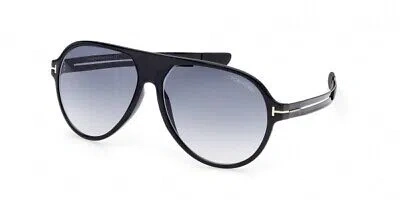 Pre-owned Tom Ford Ft0881-01b-60 Shiny Black Sunglasses In Gray