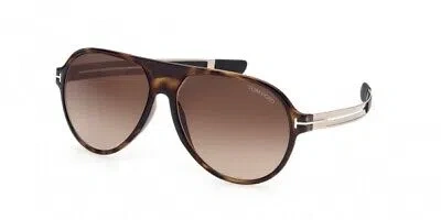 Pre-owned Tom Ford Ft0881-52f-60 Dark Havana Sunglasses