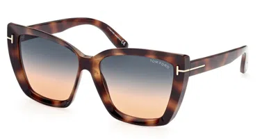Pre-owned Tom Ford Ft0920 Scarlet-02 53p Medium Havana/gradient Teal Orange Sunglasses