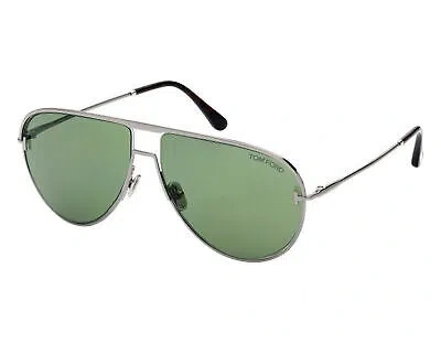 Pre-owned Tom Ford Ft0924-12n-60 Shiny Dark Ruthenium Sunglasses In Green