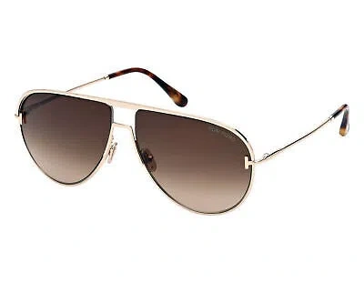 Pre-owned Tom Ford Ft0924-28f-60 Shiny Rose Gold Sunglasses In Gradient Brown