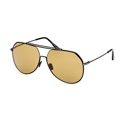 Pre-owned Tom Ford Ft0926-01e-61 Shiny Black Sunglasses In Brown