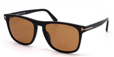 Pre-owned Tom Ford Ft0930-01e-56 Shiny Black In Brown