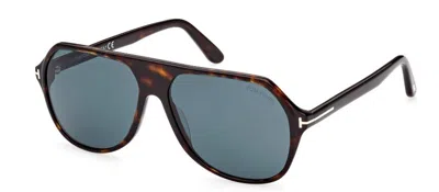 Pre-owned Tom Ford Ft0934 Hayes 52v Shiny Dark Havana /dark Teal Men's Sunglasses In Blue