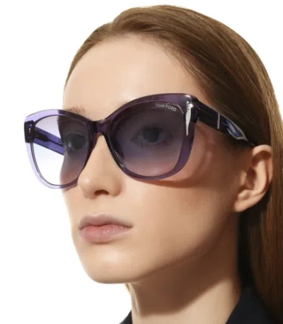 Pre-owned Tom Ford Ft0937-81b-57 Shiny Violet Sunglasses In Gray