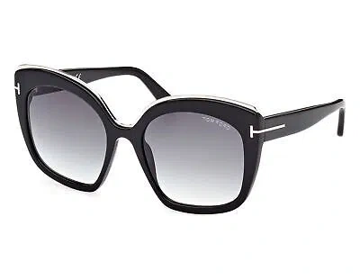 Pre-owned Tom Ford Ft0944-01b-55 Shiny Black Sunglasses In Gray