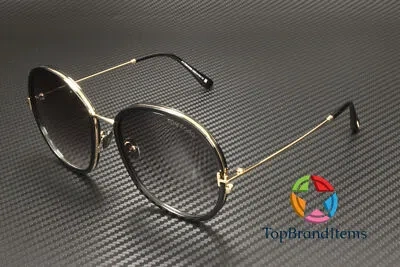 Pre-owned Tom Ford Ft0946 01b Hunter 02 Shiny Black Grad Smoke 58 Mm Women's Sunglasses In Gray