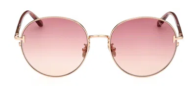 Tom Ford Ft0966-k W 33t Round Sunglasses In Gold