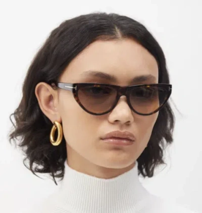 Pre-owned Tom Ford Ft0990-52b-56 Dark Havana Sunglasses