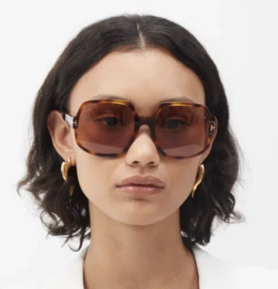 Pre-owned Tom Ford Ft0992-52e-60 Dark Havana Sunglasses