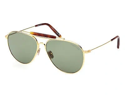 Pre-owned Tom Ford Ft0995-30n-59 Shiny Deep Gold Sunglasses In Green