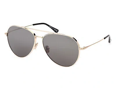 Pre-owned Tom Ford Ft0996-28a 62 Shiny Rose Gold Sunglasses In Gray