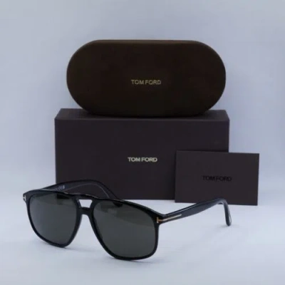 Pre-owned Tom Ford Ft1000 01a Shiny Black/smoke 58-15-140 Sunglasses In Gray