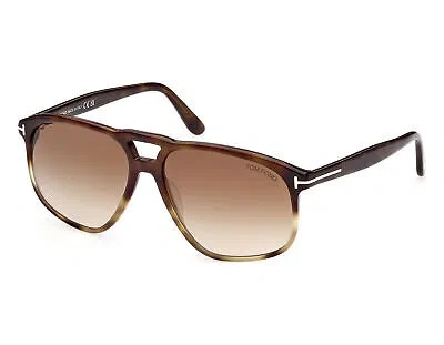 Pre-owned Tom Ford Ft1000-56f-58 Havana Sunglasses In Gradient Brown