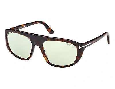 Pre-owned Tom Ford Ft1002-52n-58 Dark Havana Sunglasses In Green