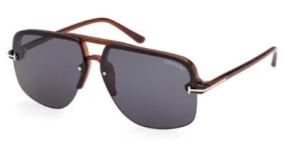 Pre-owned Tom Ford Ft1003-45v-63 Shiny Light Brown In Blue