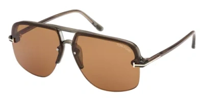 Pre-owned Tom Ford Ft1003-93e-63 Shiny Light Green In Brown