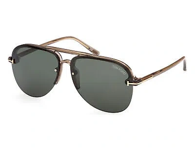 Pre-owned Tom Ford Ft1004-45n-62 Shiny Light Brown Sunglasses In Green