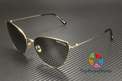 Pre-owned Tom Ford Ft1005 28b Metal Shiny Rose Gold Grad Smoke 62 Mm Women's Sunglasses In Gray