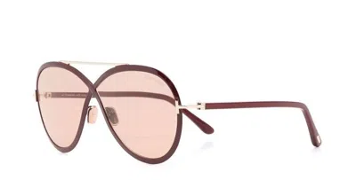 Pre-owned Tom Ford Ft1007 69e 65mm Shiny Bordeaux Sunglasses In Brown