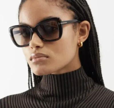 Pre-owned Tom Ford Ft1008-52f-55 Dark Havana Sunglasses