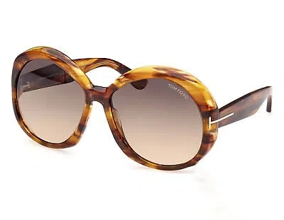 Pre-owned Tom Ford Ft1010-55b-62 Coloured Havana Sunglasses