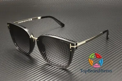 Pre-owned Tom Ford Ft1014 01b Injected Shiny Black Gradient Smoke 68 Mm Women's Sunglasses In Gray