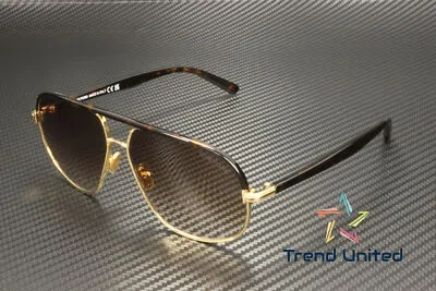 Pre-owned Tom Ford Ft1019 30f Metal Shiny Deep Gold Gradient Brown 59 Mm Men's Sunglasses